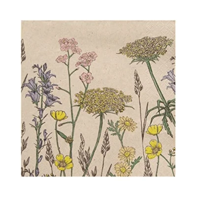Immagine di Talking Tables Tovaglioli di carta riciclata con motivo floreale, ecologici, usa e getta, per primavera, Pasqua, compleanno, confezione da 20, realizzati Tables, blu, verde, giallo
