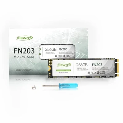 Immagine di Fikwot FN203 256GB M.2 SATA SSD SLC Cache 3D NAND TLC III 6Gb/s 2280 NGFF Unità a Stato Solido Interna, Fino 550MB/s, Compatibile con Ultrabook, Tablet PC e Mini