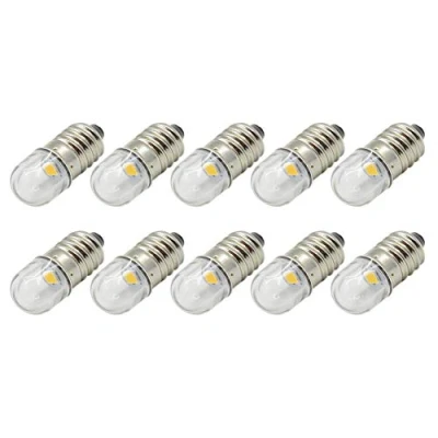 Immagine di Ruiandsion 10pcs 12V E10 Base Presa Lampadina LED 1W Bianco caldo Sostituisci torcia Faro Mini Lampada frontale Lampadine