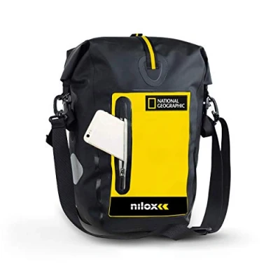 Immagine di Nilox Borsa per Bicicletta National Geographic, Bici Resistente all&#039;Acqua con Tasca Notebook e PC fino a 15.6&#039;&#039;, Accessori Bici, Tracolla