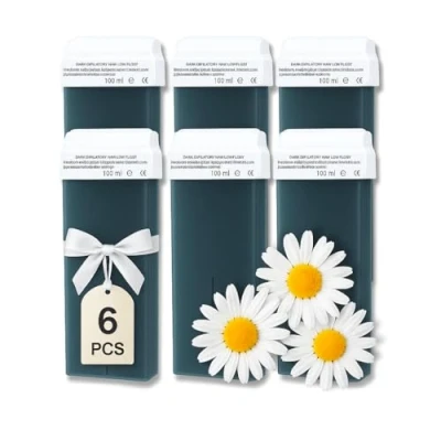 Immagine di LALILL Azulene Cartucce Di Cera 100ml x 6 Roll On Depilatoria Efficace Cartuccia Calda Con Ingredienti Naturali, Depilazione, Corpo, Viso, Gambe, Rullo, Largo