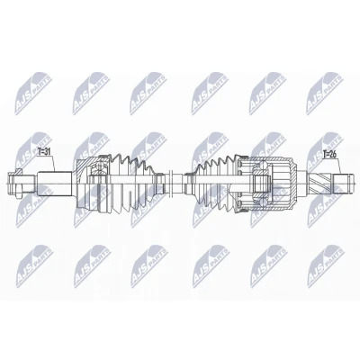 Immagine di NTY NPW LR 025 Albero motore / Semiasse Assale posteriore 830mm Cambio manuale, Trasmissione automatica LAND ROVER: Range Rover Evoque