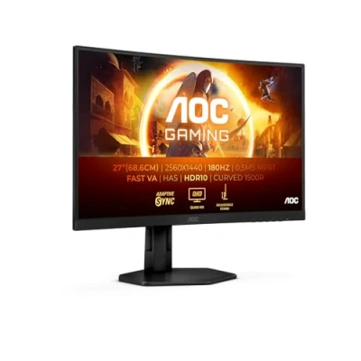 Immagine di AOC Gaming CQ27G4X Monitor curvo QHD da 27 pollici, 180 Hz, 0,5 ms, FreeSync Prem., HDR10 (2560x1440, DisplayPort, 2x HDMI) nero/grigio