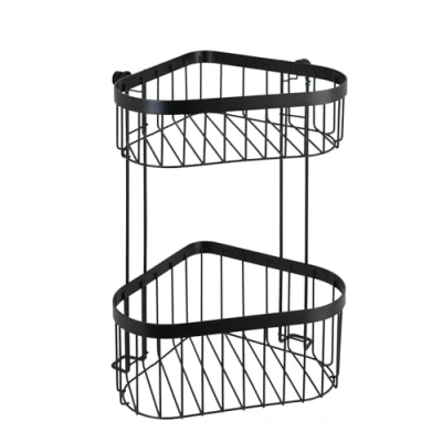 Immagine di Wenko Portaoggetti angolare a 2 Piani Classic Plus Black Porta Oggetti angolare, mensola qualità ad Alta Protezione Contro la ruggine Nero