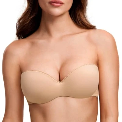 Immagine di DOBREVA Donna Reggiseno Push up con Spalline Rimovibili Invisibile Ferretto Beige Caldo 2B