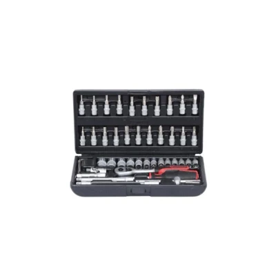 Immagine di KS TOOLS 911.0646 Set bussole 46 Acciaio al cromo vanadio 1/4 con funzionalità cricco Quadrato