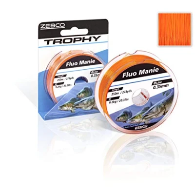 Immagine di Zebco Quality Trophy Manie Filo da pesca monofilamento, linea all round, 0,25 mm, 5 kg, colore: rosso fluo
