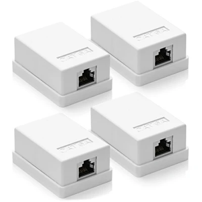 Immagine di deleyCON 4x Presa Rete CAT 6a 1x Connessioni di RJ45 FTP Protetto Montaggio Semplice 10 Gbit Ethernet LAN Cavi Patch Bianco
