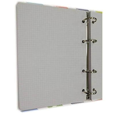 Immagine di 200 Fogli (400 Pagine) con 4 buchi in Formato A5 14,5 x 20,5 cm. per raccoglitore anelli Quadretti mm. e 5 Elementare Medie Superiori, Carta 120G/Mq