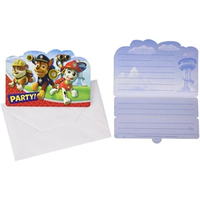 Immagine di Amscan International 8 biglietti d&#039;invito per festa, piegati, motivo: Paw Patrol