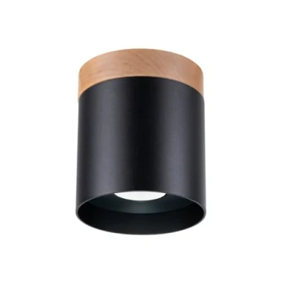 Immagine di SOLLUX LIGHTING Faretto da soffitto Rif, nero, Ø 12 cm, legno, alluminio