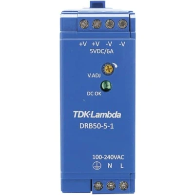 Immagine di TDK Lambda DRB50 5 1 Alimentatore per guida DIN V/DC 2.5 A 30 W Num. uscite:1 x Contenuto pz.