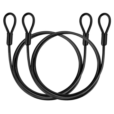 Immagine di GUNGY Cavo Antifurto per Biciclette di Sicurezza Bici in acciaio 1m Lunghezza 4mm Spessore con Rivestimento PVC Lucchetti Lucchetto a U o Disco Nero 2 pezzi