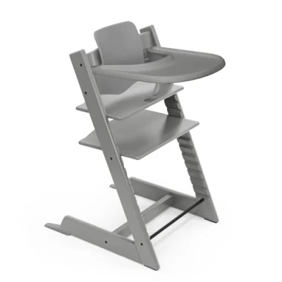 Immagine di STOKKE® Tripp Trapp® Sedia Faggio Grigio Tempesta incl. Vassoio e Baby Set V2