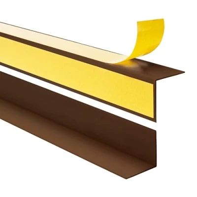 Immagine di Quest Profilo angolare in PVC, autoadesivo, con nastro adesivo sull&#039;esterno, 40 x mm, 200 cm, marrone