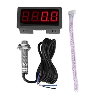 Immagine di Contaimpulsi Digitale, Contatori a 4 Cifre Digitali di Precisione con Display LED e Sensore Prossimità Hall NPN (Rosso)