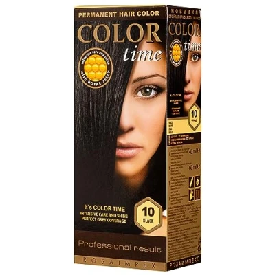 Immagine di Color Time Tinta Permanente in Gel Colore Nero Nº 10 Arricchito con Pappa Reale e Vitamina C dei Capelli 100 ml