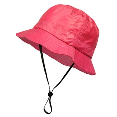 Immagine di Toutacoo, Cappello da Pioggia Aspetto Nylon Regolabile con Mentoniera Rimovibile (24 Rosa Fuchsia mentoniera/M L)