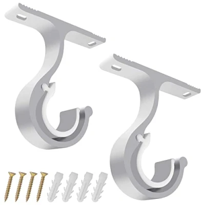 Immagine di Colexy 2 Pezzi Staffa per Bastone Tende Supporto in Metallo, Asta Tenda Doppia con Viti Appendere Bastoni al Soffitto (Bianco)