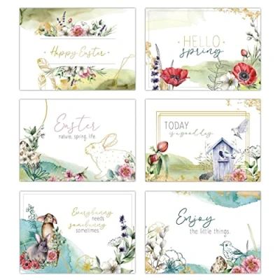 Immagine di PaPIerDraCHeN 12 cartoline di Pasqua da inviare e collezionare set disegnate con amore Acquerello biglietti d&#039;auguri 17