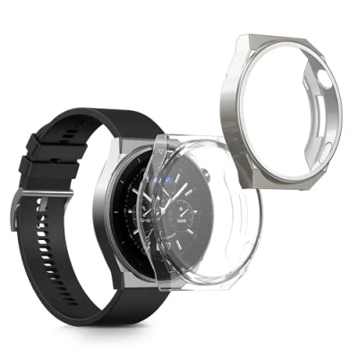Immagine di kwmobile Set 2x Custodia Smartwatch Compatibile con Huawei Watch GT3 Pro (46mm) Cover Case Silicone Protezione Orologio Fitness trasparente/argento