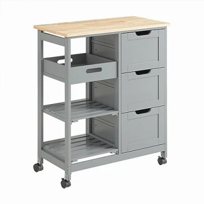 Immagine di SoBuy Carrello cucina Credenza da o bagno con 3 cassetti e 1 cestino Grigio L67*P37*A84.5 cm FKW79 HG