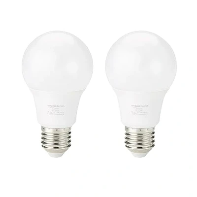 Immagine di Amazon Basics Lampadina Edison a LED E27 con attacco vite, 8 W (equivalenti 60 W) bianco caldo, Non Dimmerabile (confezione da 2 pezzi)