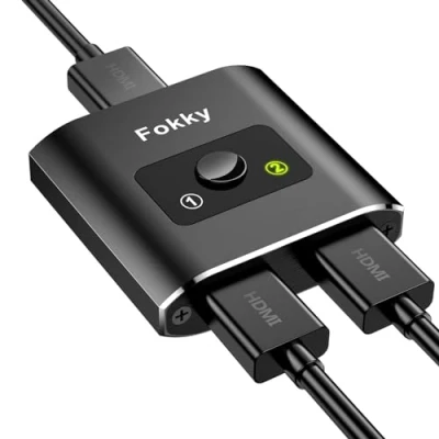 Immagine di switch hdmi sdoppiatore 4K@60Hz, Alluminio Bidirezionale 2 in 1 out/ out, Supporta 1080p 3D HDR, UHD, HDCP, splitter Per HDTV, PS4, PS5, Blu Ray Player, DVD, DVR, Xbox