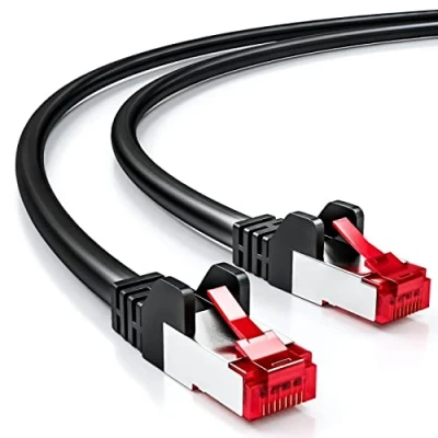 Immagine di deleyCON 20m Cavo Patch CAT6 S/FTP PIMF Schermatura CAT 6 RJ45 di Rete Ethernet LAN Router DSL Switch Modem Nero