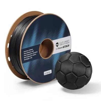 Immagine di SainSmart filamento TPU opaco, di stampa 3D nero flessibile, 1,75 mm, 1 kg, precisione dimensionale +/ 0,05 95A morbido
