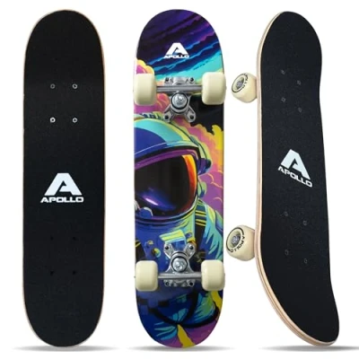 Immagine di Apollo Skateboard per Bambini, cruiser con cuscinetti a sfera ABEC 3, bambino e bambina dal design originale, Skate partire da 3 anni