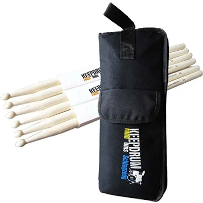 Immagine di KEEPDRUM 5A Bacchette per batteria in hickory americano, 3 coppie + custodia KD SB 01