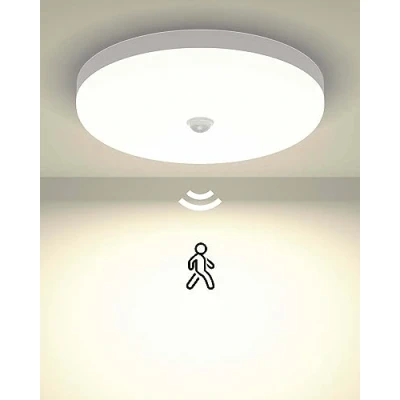 Immagine di Luxvista Plafoniera LED Soffitto con Sensore di Movimento 30W 4000K IP56 Rotonda Lampada a 3000LM Rilevatore per Corridoi, Scale, Balconi, Garage, Bianco