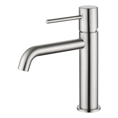 Immagine di MICE Rubinetto monocomando per lavabo in ottone 2 vie acqua fredda/calda Rubinetteria da bagno colore nero opaco (nichel spazzolato)