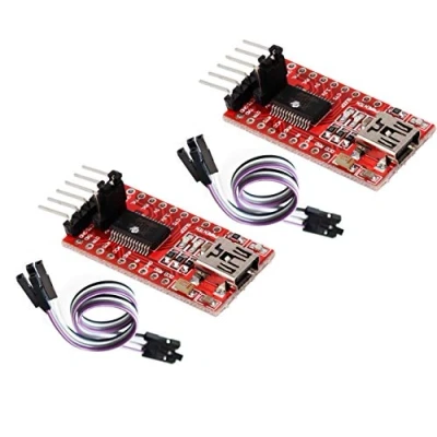 Immagine di TECNOIOT 2pcs FTDI FT232RL USB to TTL Serial Converter Adapter Module 5V and 3.3V + Cable