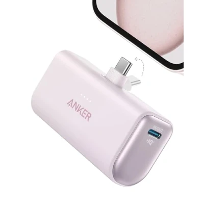 Immagine di Anker Nano Power Bank Ricarica Rapida, 5000 mAh, 22,5 W, Connettore USB C Pieghevole Integrato, Compatibile con iPhone 15, Samsung S22/23, Note20/10, Huawei, iPad e Molto Altro (Viola)
