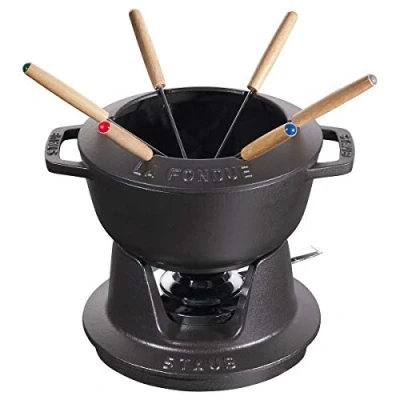 Immagine di STAUB Set Fonduta con 6 Forchette, Adatto per di Formaggio, Cioccolato e Carne, Nero, 18 cm