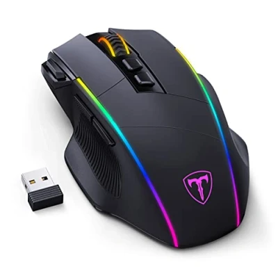 Immagine di Mouse Gaming Wireless, a Tre Modalità 2.4 G/USB C/Bluetooth Fino 10000 DPI, Retroilluminazione RGB Chroma, Ergonomico con 8 Pulsanti Programmabili, Memoria di Bordo, PC, Mac Gamer
