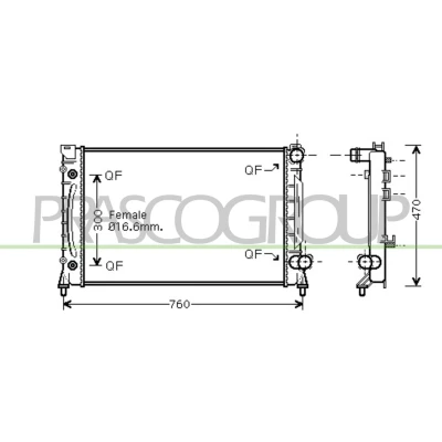 Immagine di PRASCO AD032R018 Radiatore motore Alluminio 682 438 40 con giunti rapidi Alette di raffreddamento saldate AUDI: A6 C5 Avant