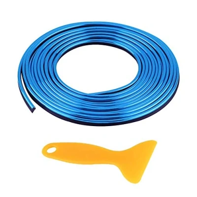 Immagine di Striscia decorativa per interni, strisce modanatura interni auto Porta cruscotto Presa d&#039;aria Volante Linea flessibile(Blu)