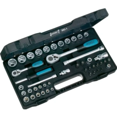 Immagine di Kit di chiavi a bussola metrico 5/16 (8 mm), 1/4 (6.3 3/8 (10 mm) 46 parti Hazet 882 1