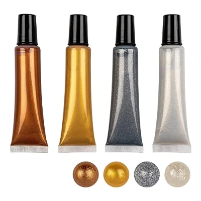 Immagine di Ideen mit Herz Set di 4 penne metalliche da 25 ml, effetto perlato per carta, tessuti (bianco, argento, rame, oro)