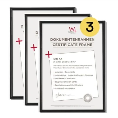 Immagine di walther design cornice nera 21 x 29,7 cm (DIN A4) confezione da 3, in plastica Galeria KB130H3