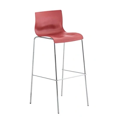 Immagine di CLP Sgabello Bar Hover In Polipropilene I Fisso Alto Metallo, Colore:rosso, Colore del telaio:cromo