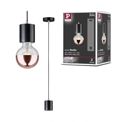Immagine di Paulmann Nordin 79751 Lampada a sospensione LED (monocolore) E27 Nero, Marmo, Rame opaco