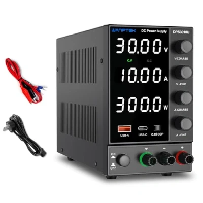 Immagine di WANPTEK POWER Alimentatore da Banco 30V 10A,Alimentatore Laboratorio con porta di ricarica rapida USB A/Tipo c,Alimentatore Regolabile display LED a 4 cifre ad alta precisione
