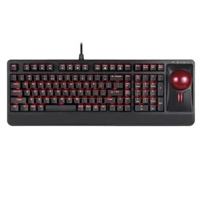 Immagine di Perixx PERIBOARD 322 Backlit Mechanical Trackball Keyboard 55mm Large Tilt Scrolling Wheel 2 Hubs RGB US English Layout
