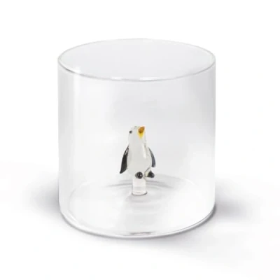 Immagine di WD Lifestyle Bicchiere in Vetro Borosilicato 250ml con Soggetto Colorato Interno (Pinguino)