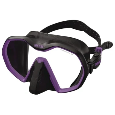 Immagine di Seac Icona, maschera monolente Made in Italy per la subacquea realizzata con tecnologia frameless e facciale sovrastampato,nero, standard