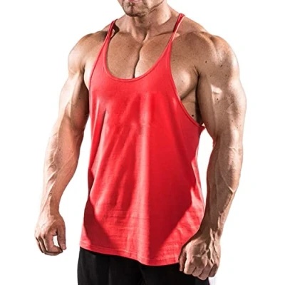 Immagine di Muscle Alive Uomo Palestra Stringer Canottiera Cotone Bodybuilding Allenarsi Vest Rosso M